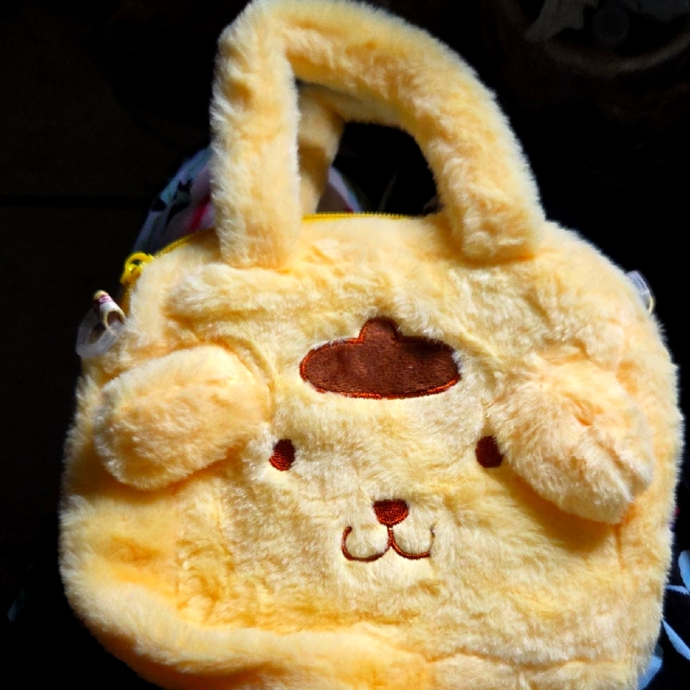 Bag, Pompompurin Cute Yellow Plush Bear Handbag W/ Cross Body Strap NWOT